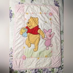 Vintage Winnie The Pooh & Piglet Crib Quilt. Textured, Pooh & Piglet